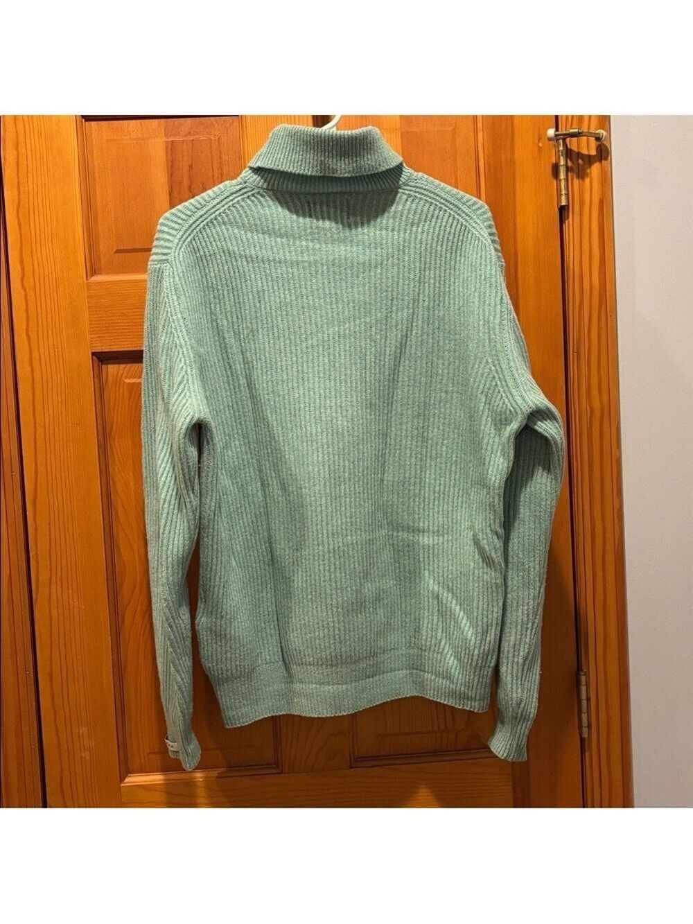 Scotch & Soda Men's Mint Green 100% Wool Rib Knit Turtleneck Sweater Size Medium - Picture 3 of 9
